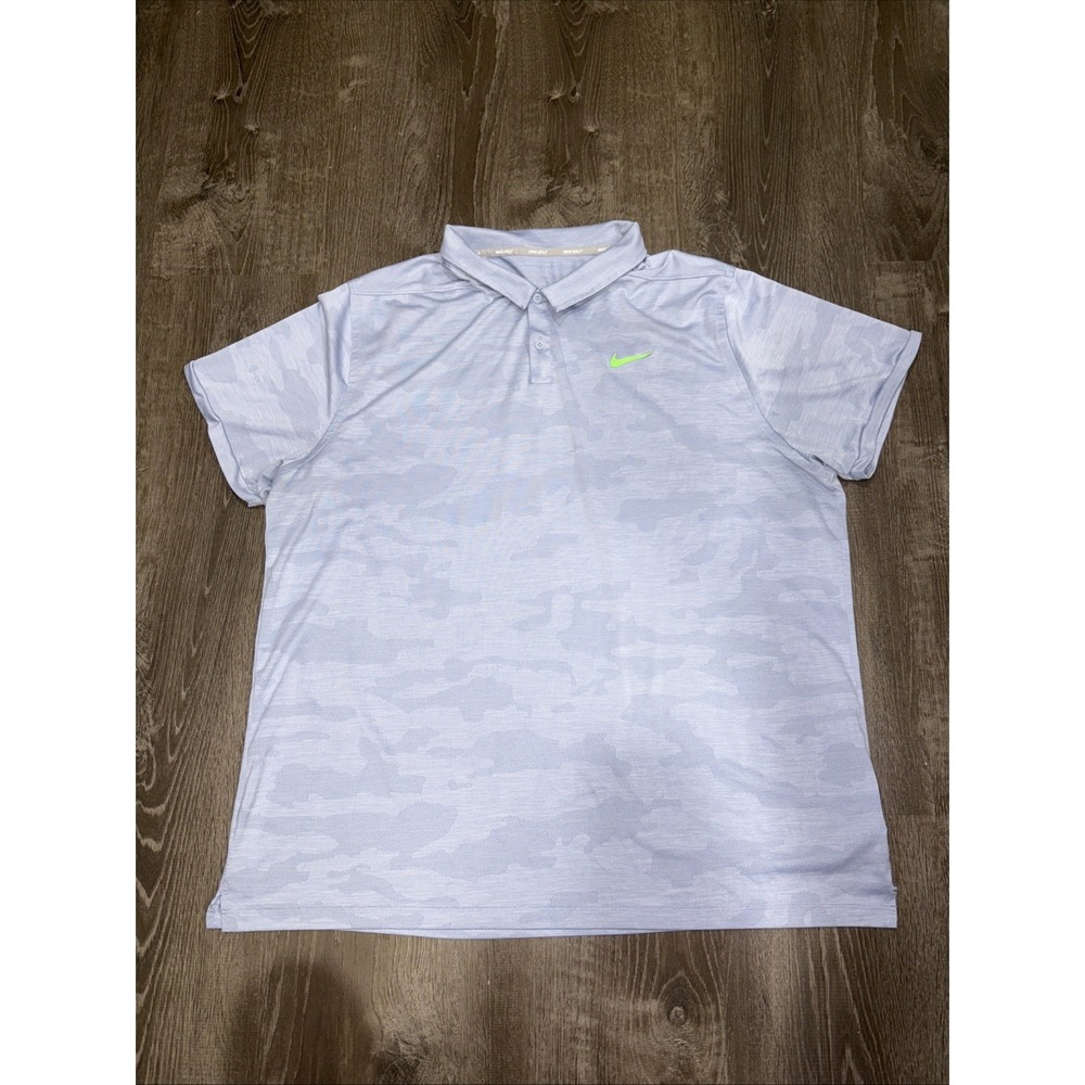 Nike Golf Polo Shirt Men XXL White Zonal Cooling Camo Dri-Fit Lightweight AR2819